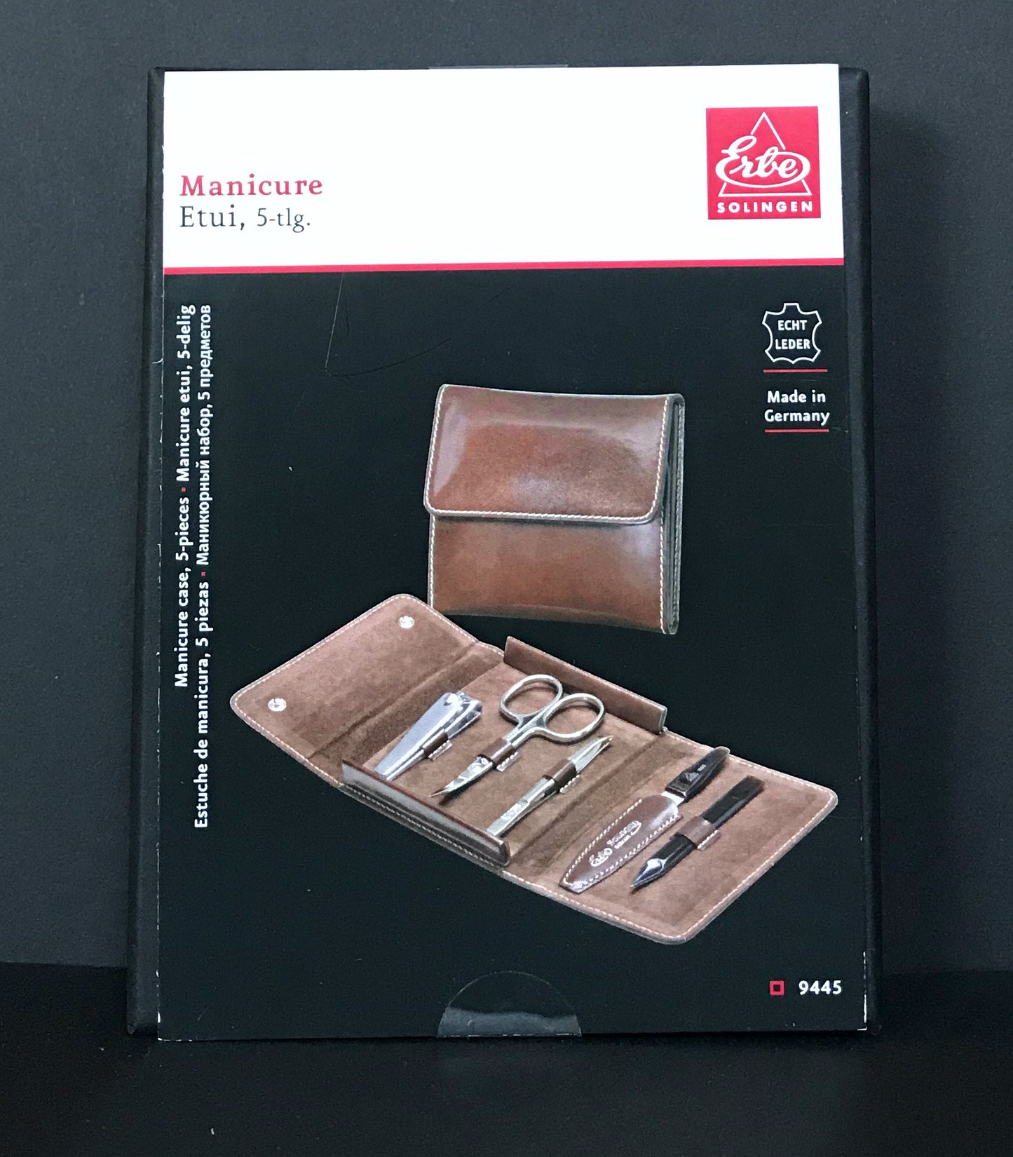 Manicure Etui Antikleder Rind 5-tlg.