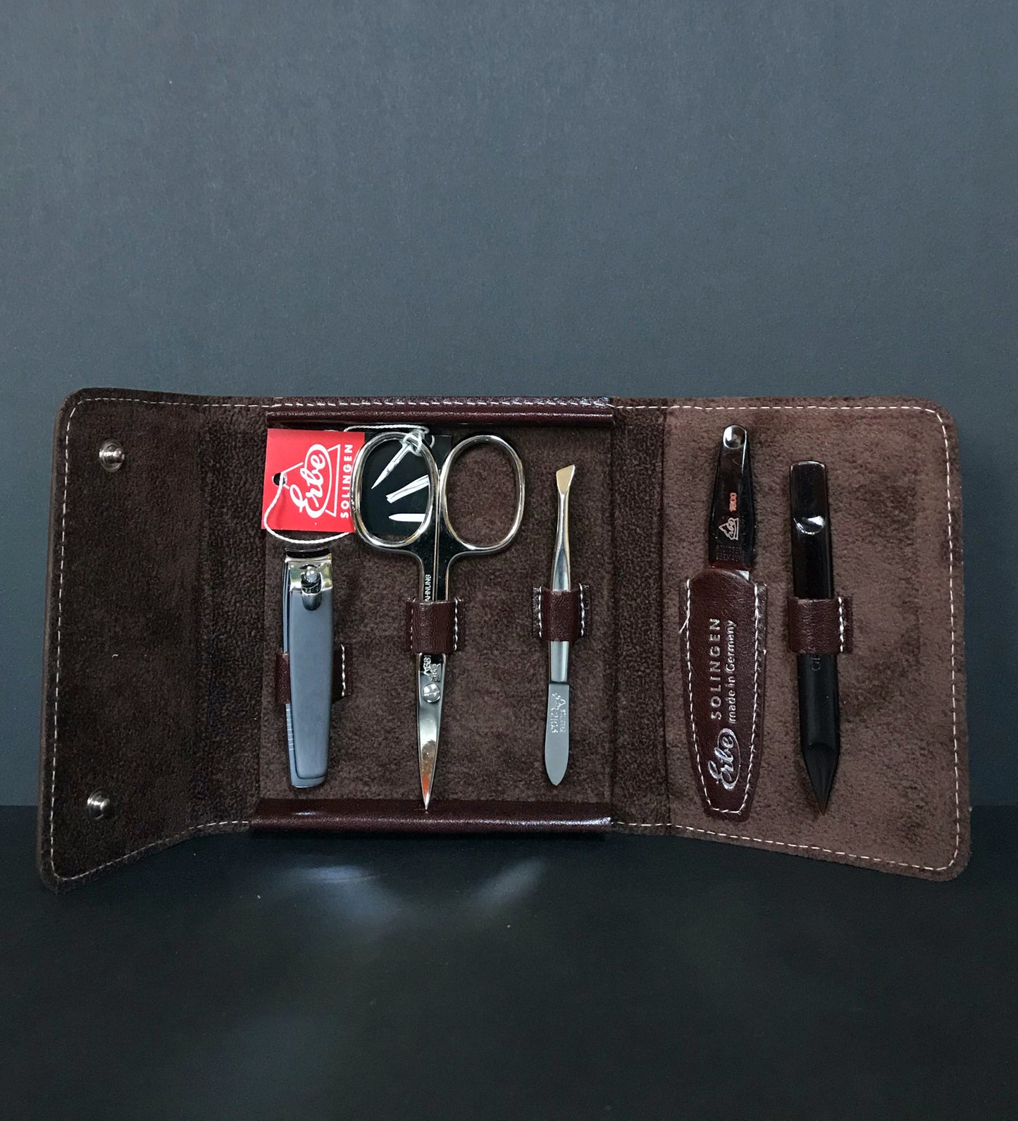 Manicure Etui Antikleder Rind 5-tlg.