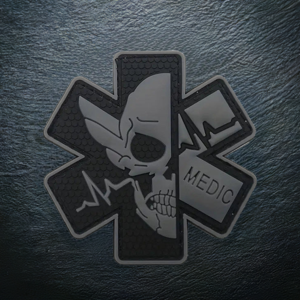 Bestickter Totenkopf MEDIC-Aufnäher