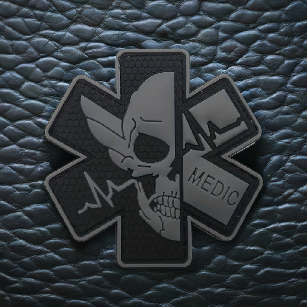 Bestickter Totenkopf MEDIC-Aufnäher